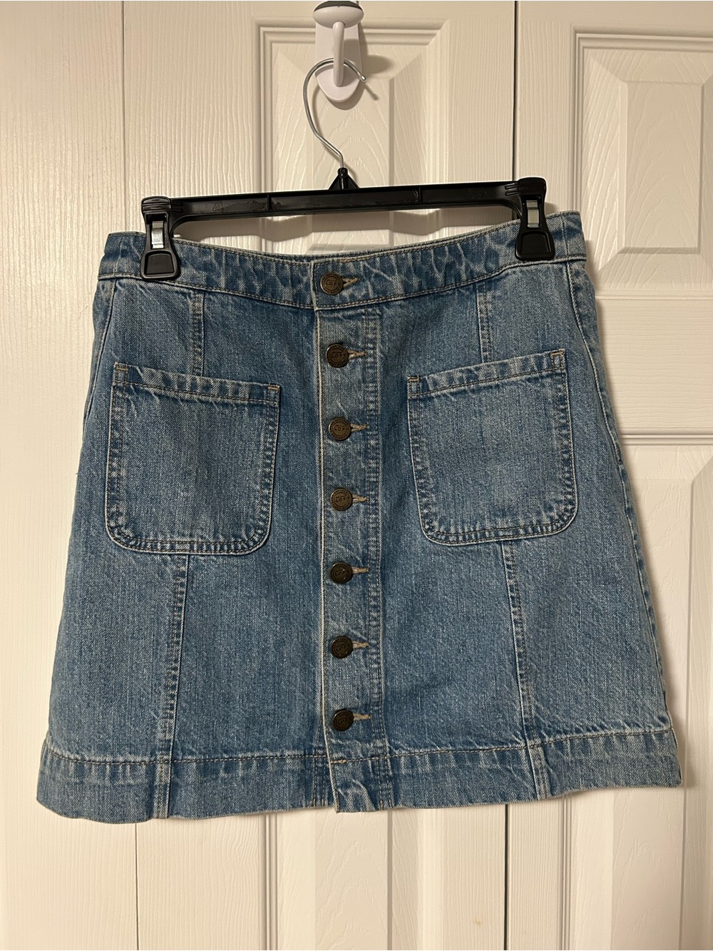 loft Button-Front Denim mini Skirt Light wash 100% cotton 2